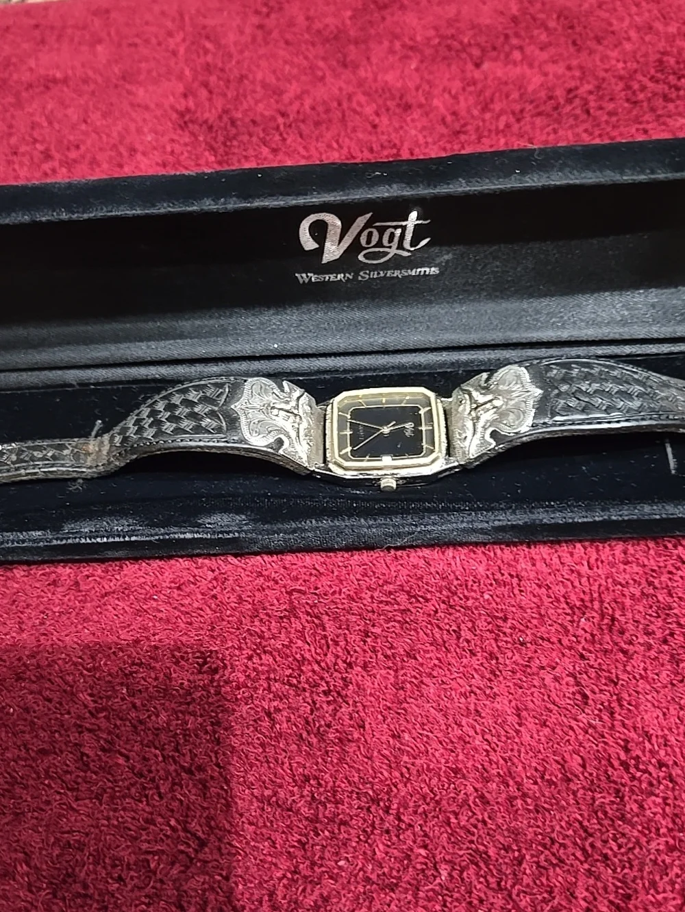 Mens Solid Sterling Silver Vogt Wrist Watch Vintage
